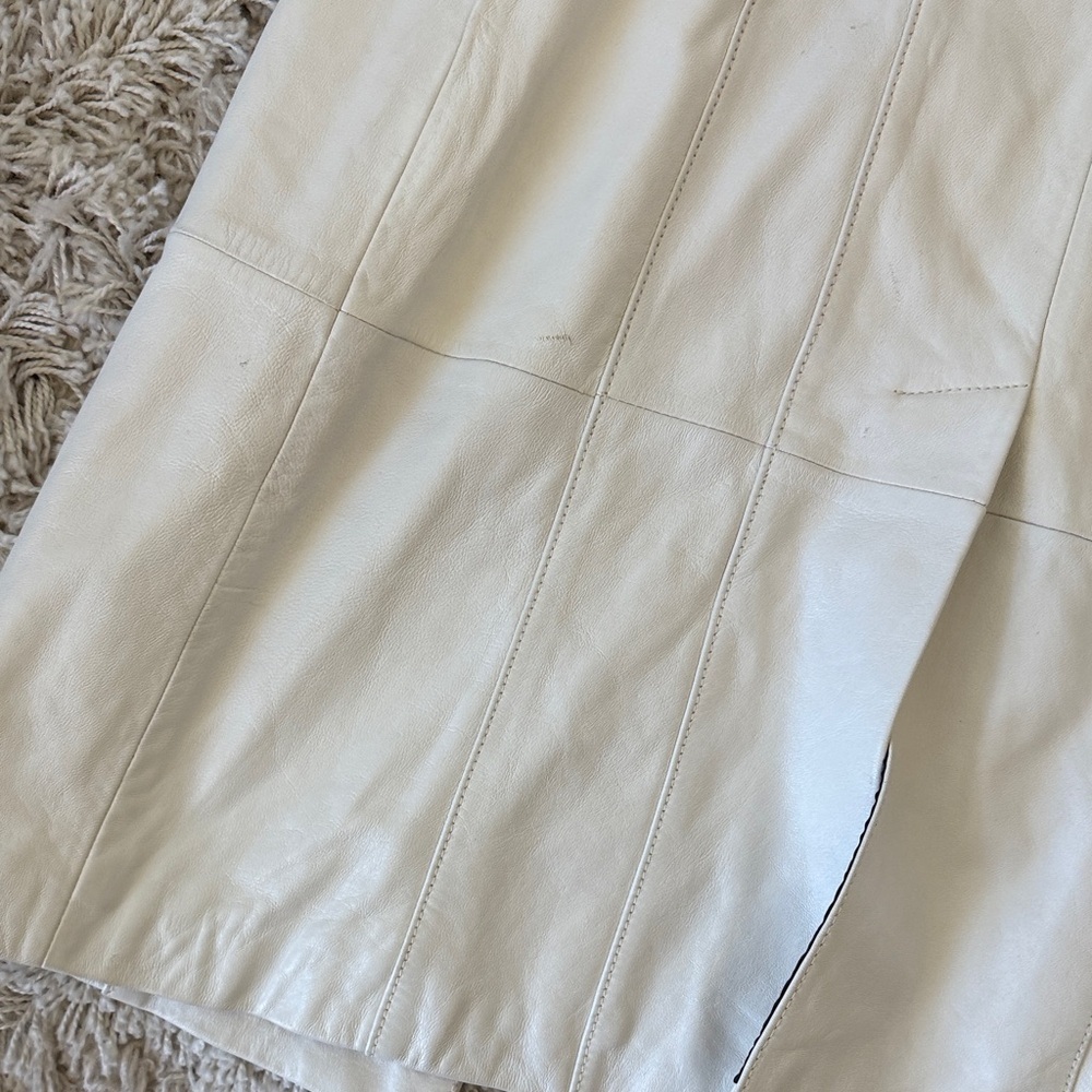 Wilsons Leather Vintage White 100% Leather Trench Coat Size M - Picture 9 of 11